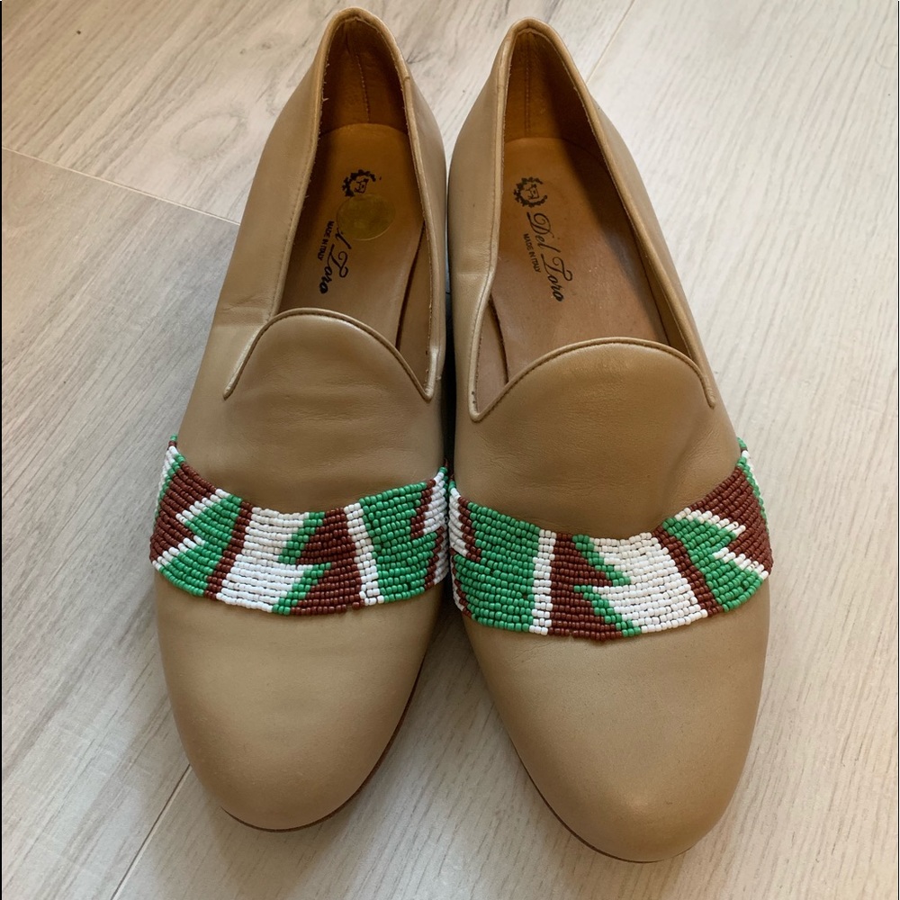 Del Toro Leather Beaded Slippers